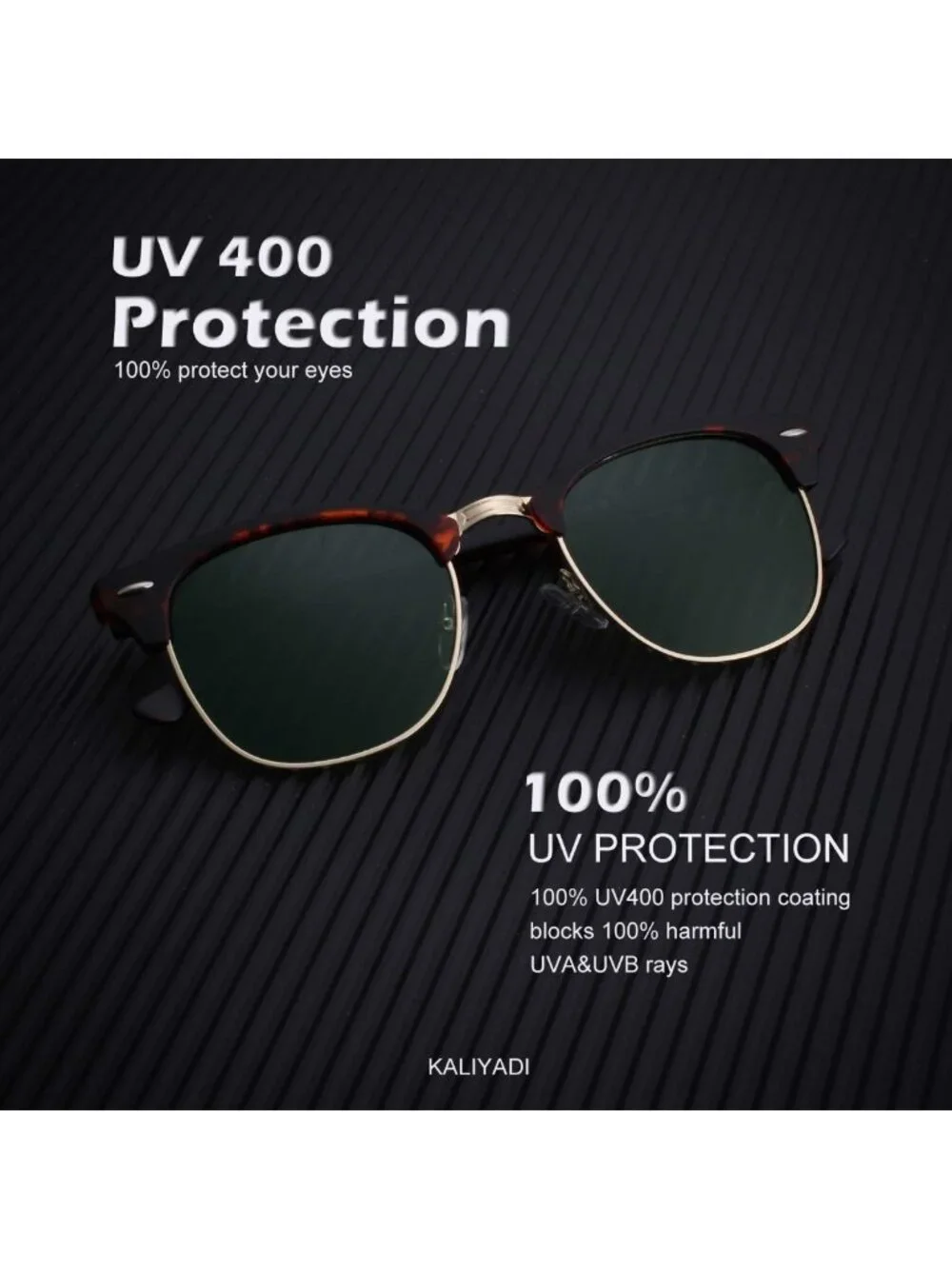 Polarized Semi-Rimless Sunglasses for Men & Women - Retro UV Protection Driving